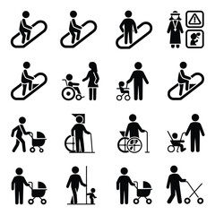 People and mobility access icon set