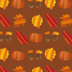 Autumn pattern on a brown background