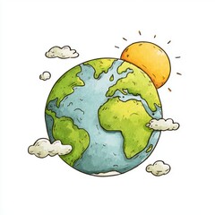 Cartoon Earth and Sun (2)