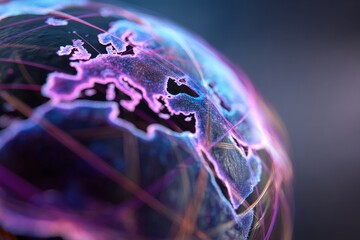 Detailed 3D rendering of a globe, highlighting Europe