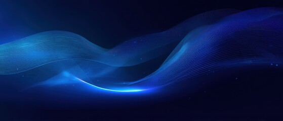 Abstract flowing blue waves on a dark background