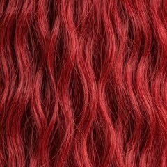 Naklejka premium Close-up view of vibrant red wavy hair texture revealing subtle highlights and soft transitions creating a visually appealing and elegant surface for various applications .