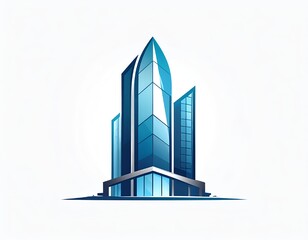 Elite real estate developer logo, glass tower with futuristic facets, premium high-tech minimalist emblem, luxury architecture branding