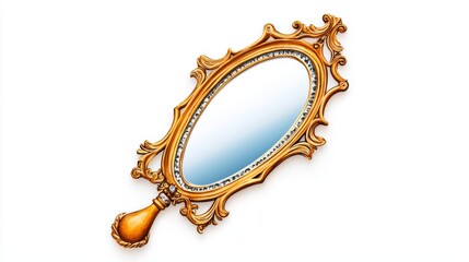 Elegant antique mirror with intricate golden frame and smooth reflective surface, perfect for home decor.