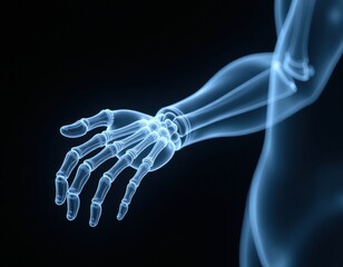 3D X-Ray Scan of Human Arm and Hand Bones Anatomy