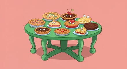 Assortment of pies on table