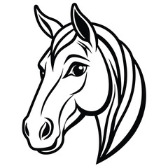 Vector art of elegant horse head in black and white