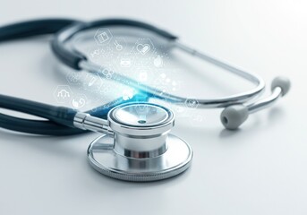 Closeup of a Stethoscope on White Background.