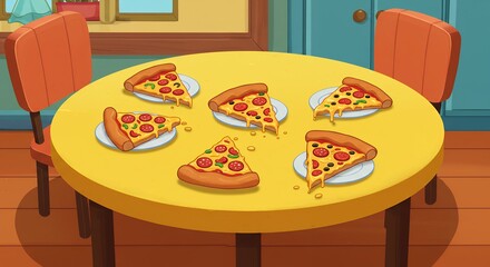 Pizza slices on a table