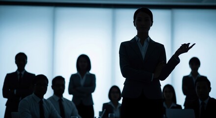 Business Presentation With a Businesswoman in Front of a Group in a Meeting