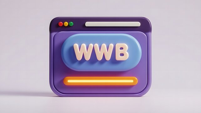 3d browser window with wwb text and loading bar