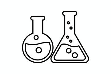 Two laboratory flasks containing liquid with bubbles, symbolizing science and experimentation