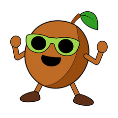 Groovy Fruit Character Design Dancing Apricot in Sunglasses 