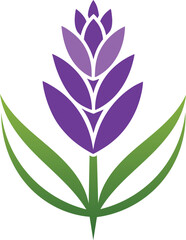 Elegant Purple Flower Design with Green Leaves