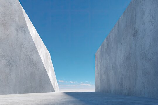 Abstract concrete architecture against a vibrant sky - Powered by Adobe