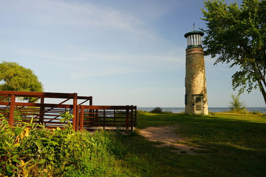 Asylum Point Lighthouse in Oshkosh, Wisconsin, during the Autumn season.