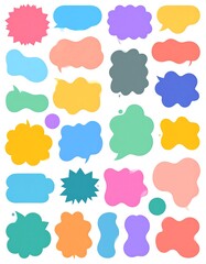 Colorful speech bubbles in various shapes and sizes