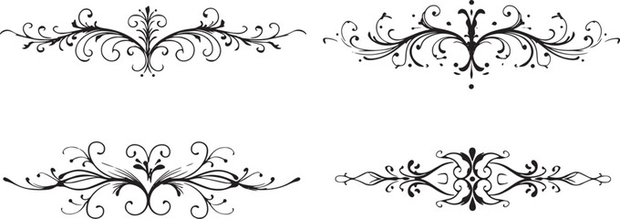 Vector art of four decorative flourish dividers, perfect for invitations