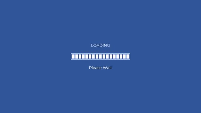 Digital progress bar loading screen shows blue background - Powered by Adobe