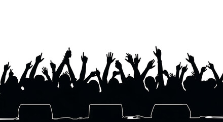 Silhouette crowd concert hands cheering performance enjoying event
