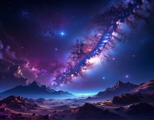 Cosmic landscape with vibrant nebula