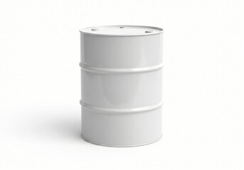 white round metal barrel isolated on white background. Oil production industry. 3d-rendering 
