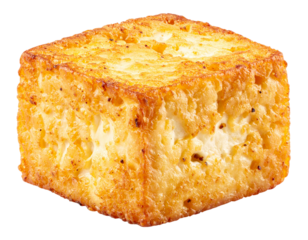 Smoked Tofu and Roasted Vegetables Platter, Top-Down View, Isolated