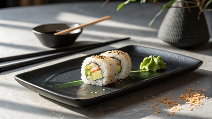 sushi on a white plate