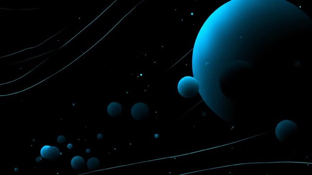Abstract blue planets in space