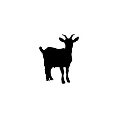 Fototapeta premium A clean, bold silhouette of a goat, presented on a white background.