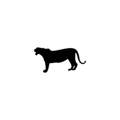 A bold, minimalist silhouette of a tiger roaring, perfect for a logo, website graphic, or social media post.