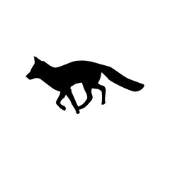 Naklejka premium A simple, elegant silhouette of a running fox, perfect for logos, web graphics, or educational materials.