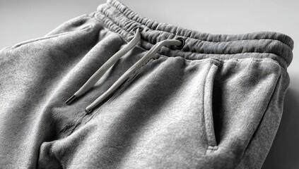 Close-up of gray sweatpants (2)