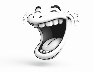 Hilarious Cartoon Face Laughing Out Loud on White Background