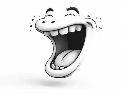 Hilarious Cartoon Face Laughing Out Loud on White Background