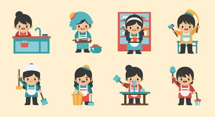 Fototapeta premium set of cartoon people