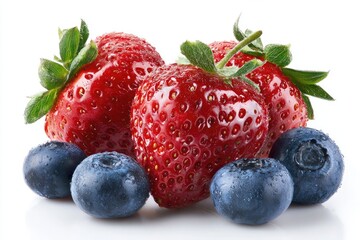 Obraz premium Fresh strawberries and blueberries