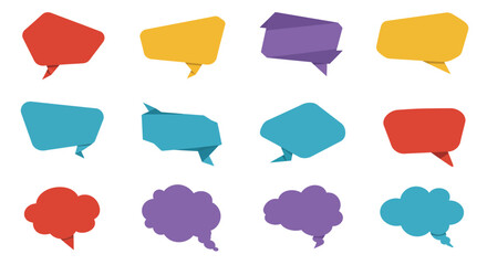 Colorful Collection of Flat Design Speech Bubbles and Thought Balloons for Communication.