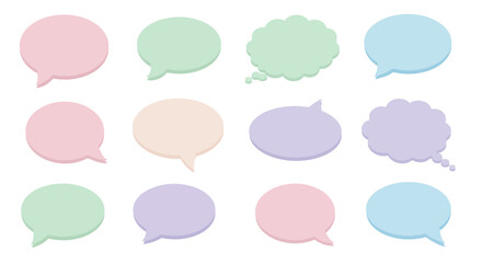 Pastel Colored Speech Bubbles and Thought Bubbles Collection.