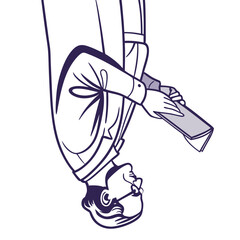 Stylized illustration of a businessman holding a folder or document upside down