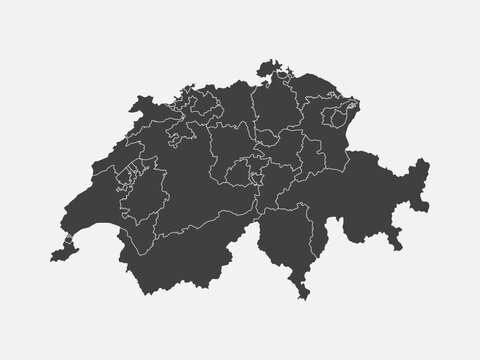 Vector map country Switzerland divided on regions