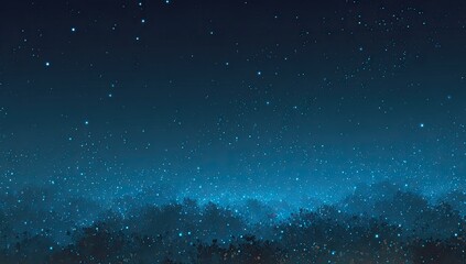 Night sky over a misty forest