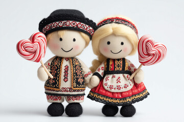 Cute couple dolls holding hands