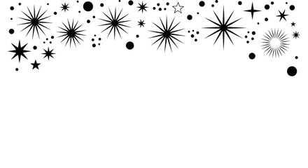 Obraz premium Monochrome vector graphic of twinkling stars and sparkles forming a decorative celebration border