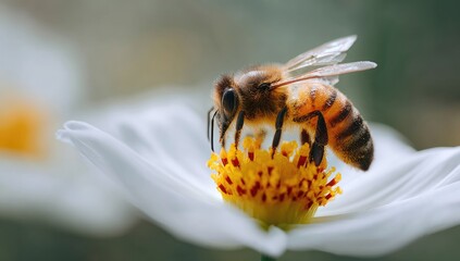 Honeybee on a white flower (3)