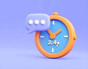 3D clock and chat bubble.  Modern design
