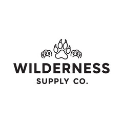 Bold text logo with paw print emblem for outdoor adventure brand