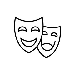 Comedy and tragedy masks icon on transparent background