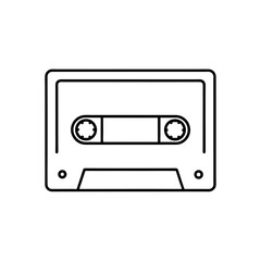 Outline of a cassette tape art on transparent background