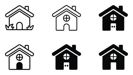 Obraz premium Vector art of collection of house icons showcasing different styles and designs for real estate, home, and architectural concepts